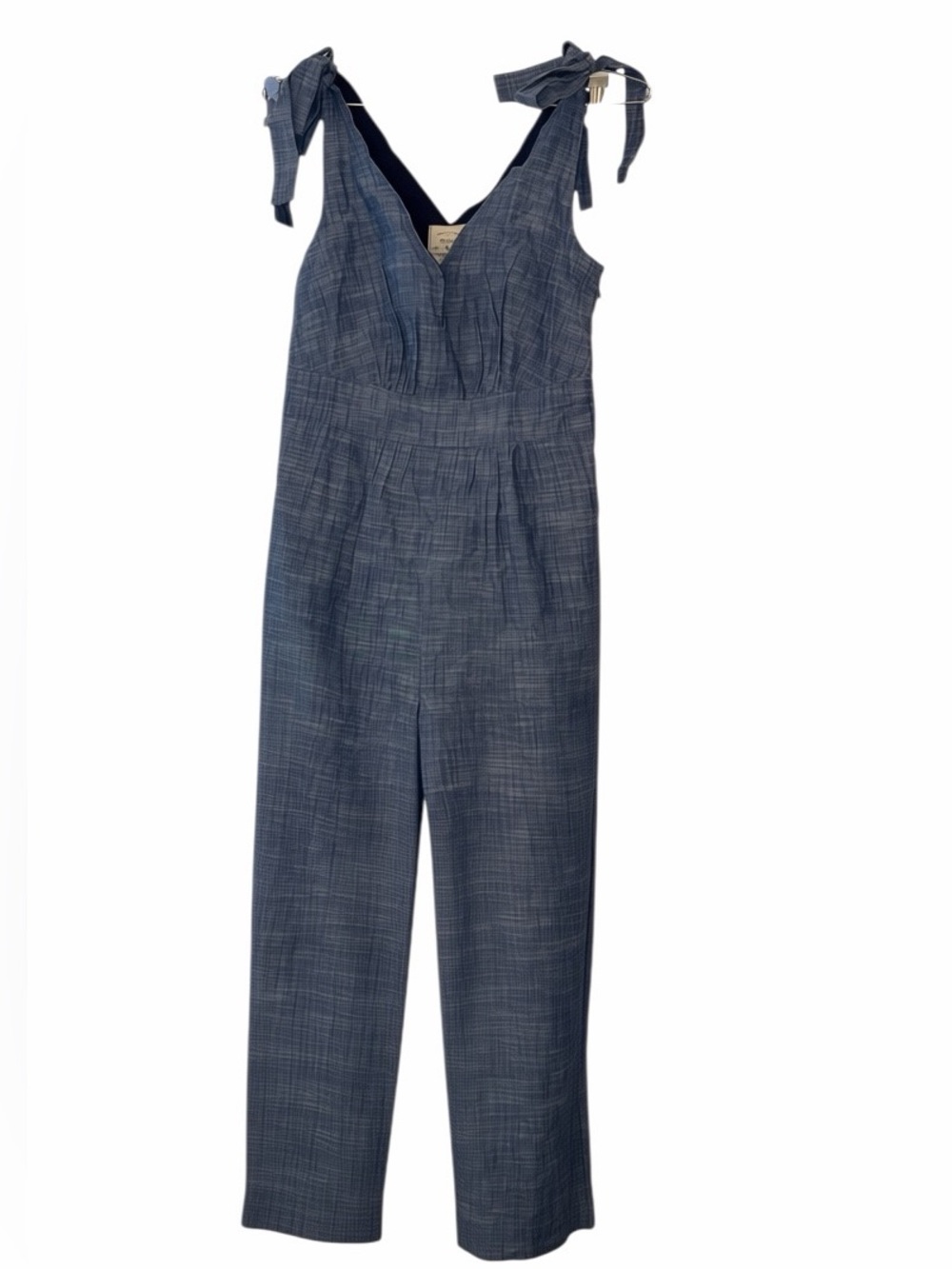 Hope & Henry chambray Sleeveless Tie-Shoulder Jumpsuit in Denim Blue NWT SZ 2